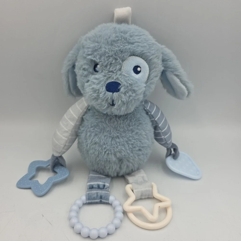 New Dreamgro Blue Puppy Lovey Dog Activity Plush Rattle Crinkle Teether Toy 11